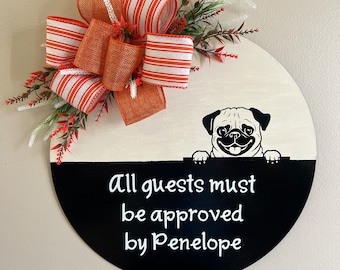 Personalized Pet Door Hanger, Personalized Wall Art, Personalized Dog Door Hanger, Personalized Pug Door Hanger, Personalized Dog Wall Art