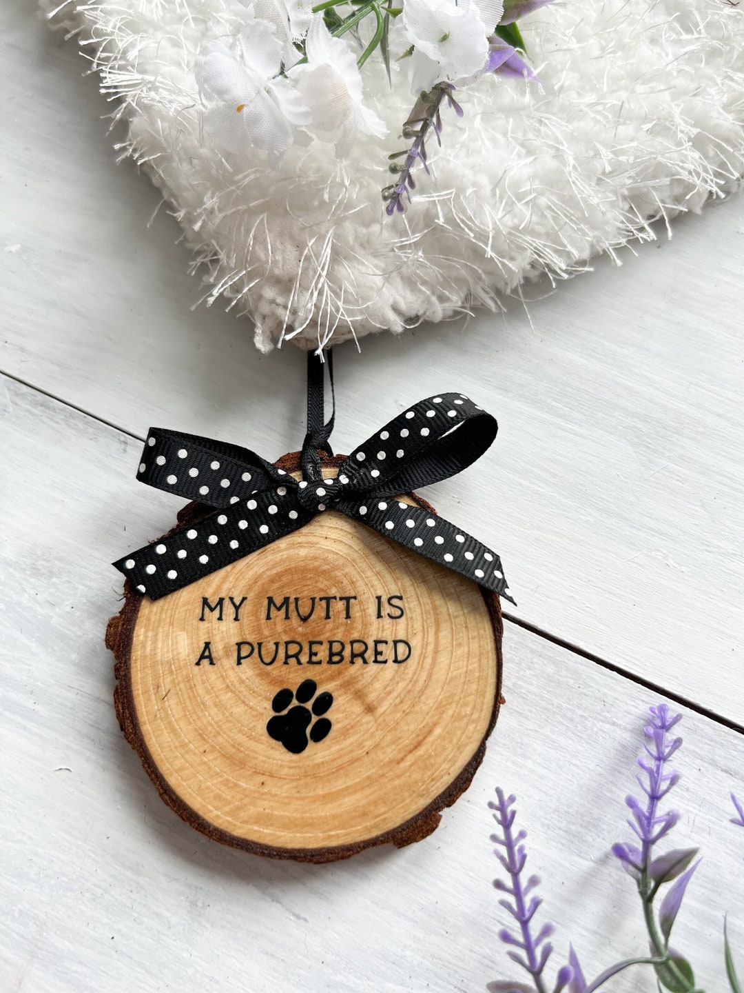My Mutt is a Purebred Dog Ornament, Personalized Wood Pet Ornament, Pet