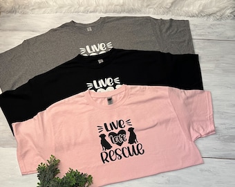 Live, Love, Rescue Shirt, Dog Mom/Dad Shirt, Animal Lover Shirt, Pet Lover T-Shirt, Dog T-Shirt for Humans, Gift for Dog Owner,