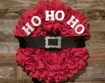 Super cute burlap santa belt wreath! Santa belt, Christmas wreath, holiday wreath, holiday decor, Christmas gift, Christmas burlap wreath!