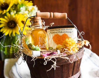 For Mom, Mother Day Gift, Mothers Day Cute Basket - Raw Honey and Handmade Gift Baskets from our Bee Farm