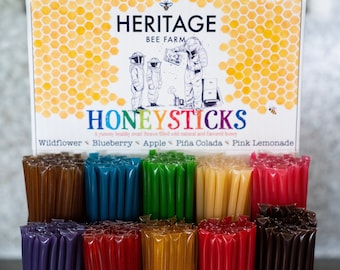 500 Honey Sticks with Display, Variety of Flavors, Custom Options Available