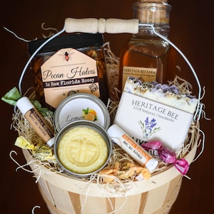 Unique Gift Basket from the Hive ~ Raw Honey ~Handmade Soap ~ Lip Balm ~ Lotion Bar --- The Perfect Gift!