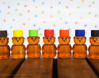 Cute 2 oz. Mini Honey Bear Favors 2oz.  Wedding Favors, Baby Shower Favor, Birthday Favors, Party Favors - Standard or Custom Label!