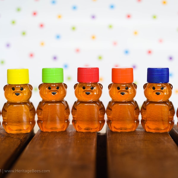 Cute 2 oz. Mini Honey Bear Favors 2oz.  Wedding Favors, Baby Shower Favor, Birthday Favors, Party Favors - Standard or Custom Label!