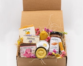 Gift Box - Handmade Natural Products. Handmade Soap, Beeswax Candle, Lotion Bar, Lipbalm, Infused Honey