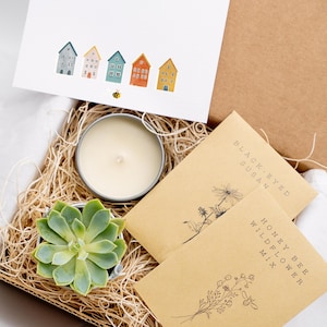 A Home Gift| New Home Gift | Homeowners Gift Box | Real Estate Housewarming Gift Box | with Succulent, Candle | New House | Garden Seeds