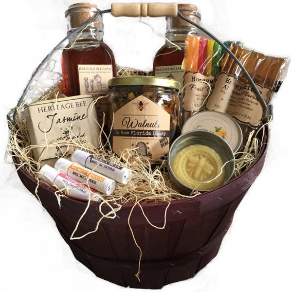 Large Gift Basket from the Hive ~ Raw Honey ~ Handmade Soap ~ Lip Balm ~ Lotion Bar --- The Perfect Gift!