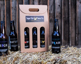 Barnyard Brew BASICS Gift Pack (3 pack) BBQ Sauce, Handmade Gourmet BBQ Sauce. Man Birthday Father's Gourmet Grill Sauce Pack..