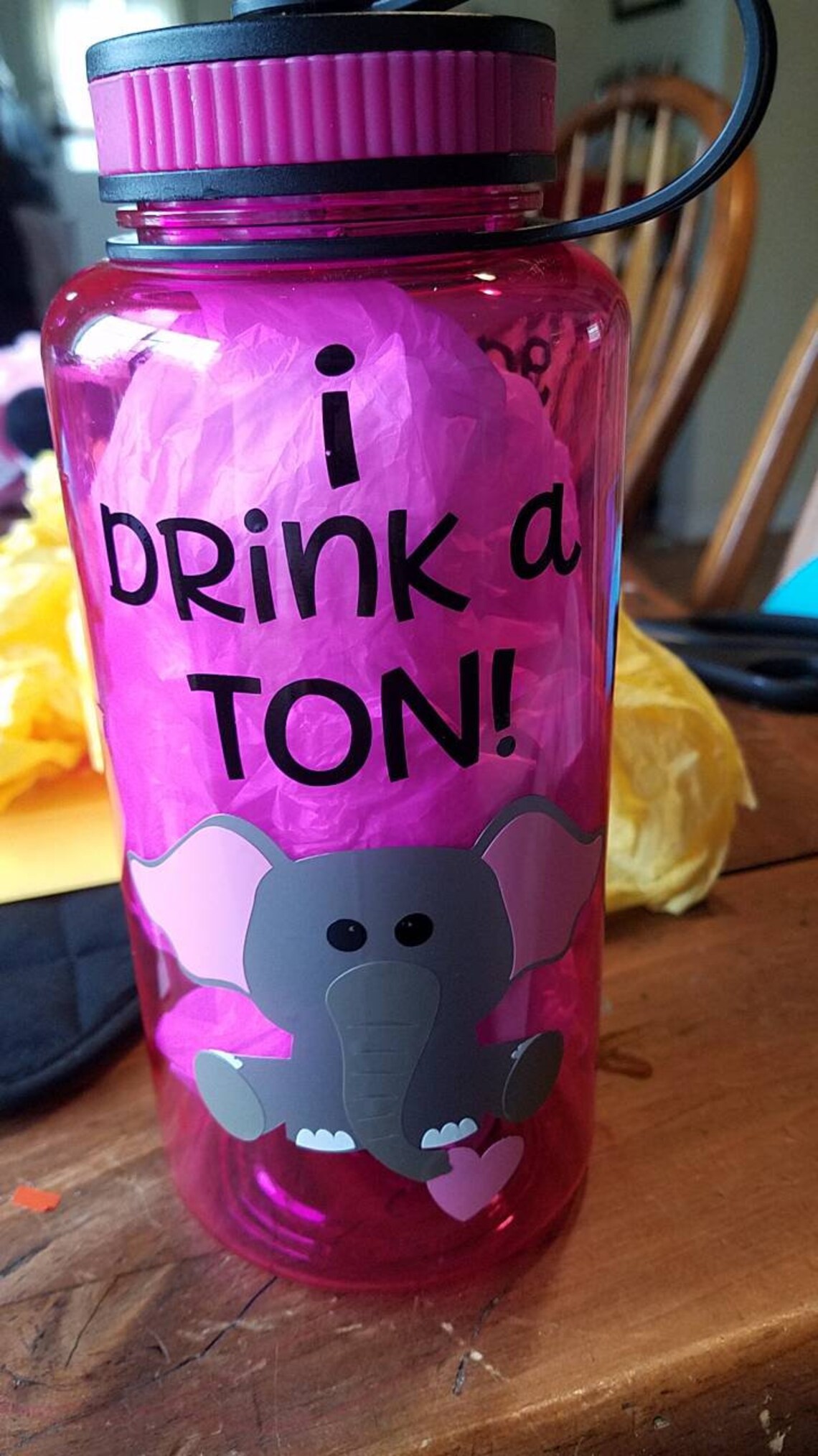 I Drink a Ton Timed Water Bottle Elephant Water Bottle 32 Etsy UK
