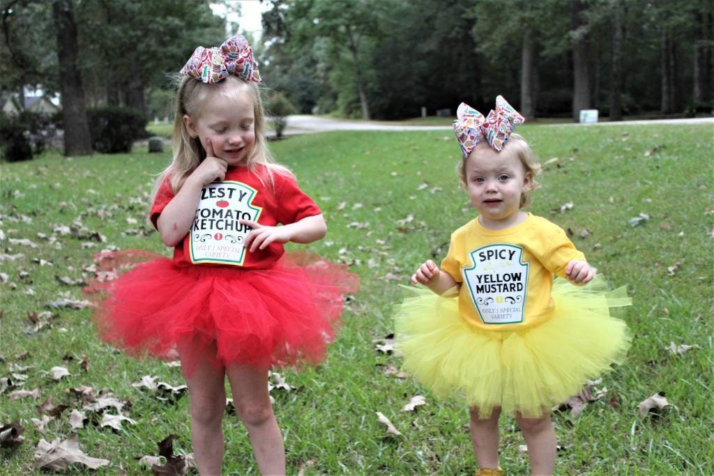 Ketchup and mustard- twin tutu- twin Halloween- sibling Halloween- co…