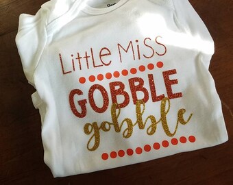 Little miss gobble gobble shirt-thanksgiving shirt- baby girls shirt- girl shirt