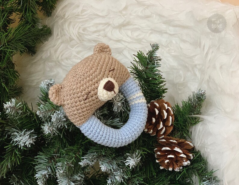 Rattle Pattern Teddy Bear Sleepy Crochet Rattle Toy Baby Etsy