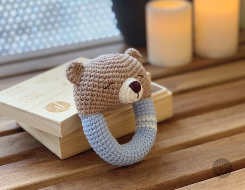 Rattle Pattern Teddy Bear Sleepy Crochet Rattle Toy Baby Etsy