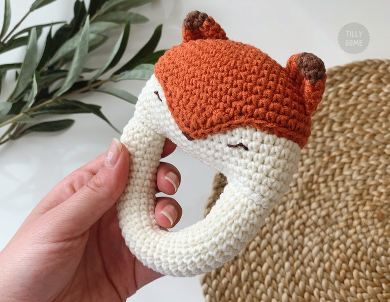 Sleepy Fox Baby Rattle Teether PDF Crochet Pattern Etsy