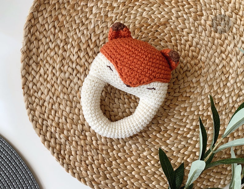 Sleepy Fox Baby Rattle Teether PDF Crochet Pattern Etsy