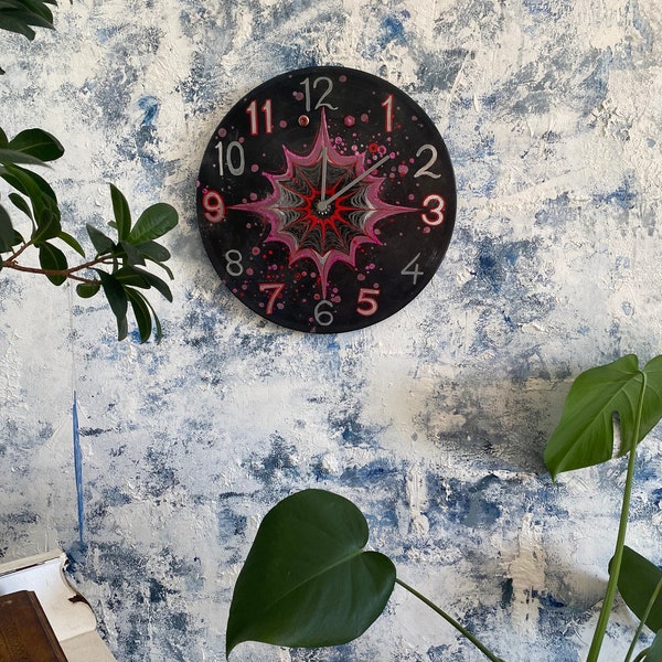 Handmade Handpainted Wall Clock Made From Recycled LP Vinyl Record