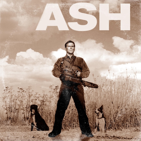 Evil Dead (Bruce Campbell Ash) /Johnny Cash American Recordings 'Vinyl Record Album Cover' Mash Up Parody Art Print