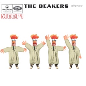 The Muppets Beaker / The Beatles  (Help) 'Vinyl Record Album Cover' Mash Up Parody Art Print