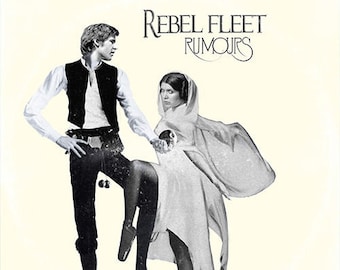 Star Wars (Han Solo & Princess Leia) / Fleetwood Mac Rumours &#39;Vinyl Record Album Cover&#39; Mash Up Parody Art Print