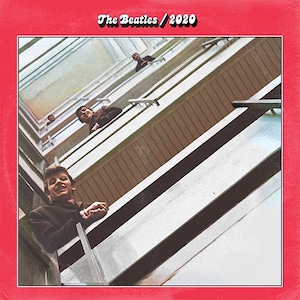 Social Distancing / The Beatles ( John Lennon / Paul McCartney )  Red  &#39;Vinyl Record Album Cover&#39; Mash Up Parody Art Print