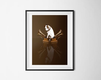 His Masters Beats ( RCA / HMV / His Masters Voice Nipper the Dog and Gramophone ) DJ Art Print
