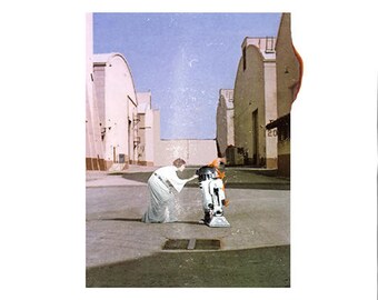 Star Wars (Princess Leia & R2D2) / Pink Floyd Wish You Were Here  &#39;Vinyl Record Album Cover&#39; Mash Up Parody Art Print