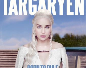 Juego de Tronos (Emilia Clarke Daenerys Targaryen) / Lana Del ReyBorn to Die 'Vinyl Record Album Cover' Mash Up Parody Art Print