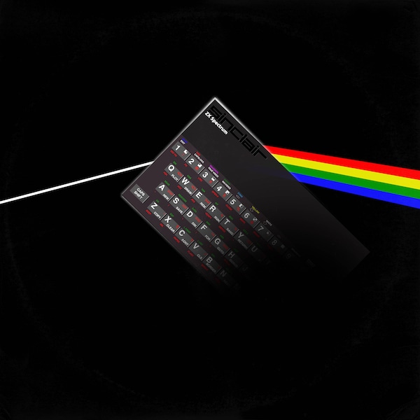 Rétro ZX Sinclair Spectrum Computer 48k / Pink Floyd Dark Side of the Moon 'Vinyl Record Album Cover' Mash Up Art Print