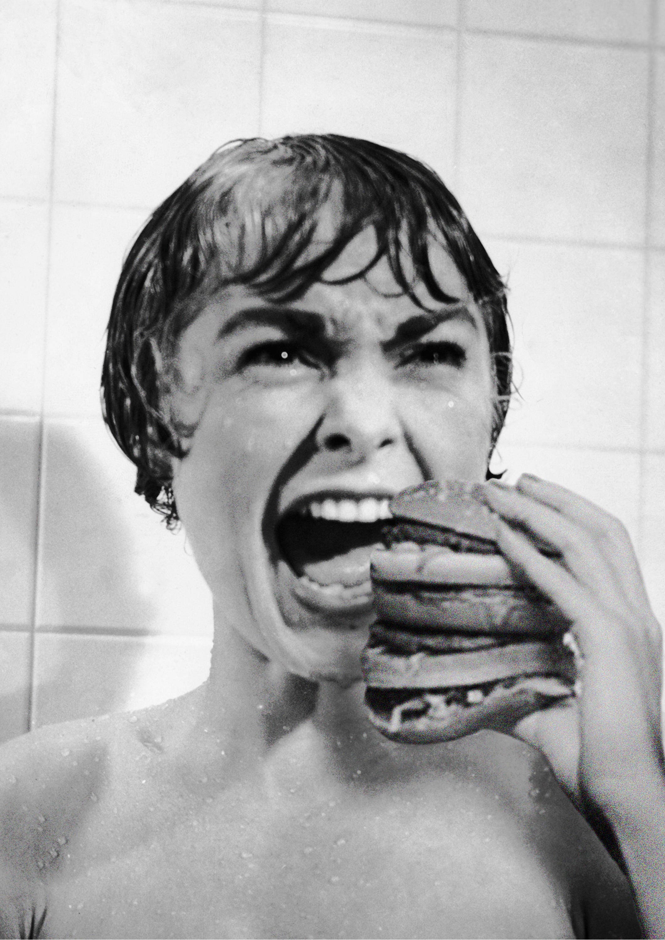 Psycho Shower Eating Art Print