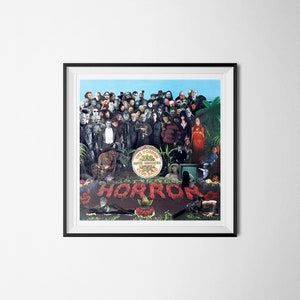 Horror Movie Monsters Halloween, Friday 13th, etc / The Beatles Sgt Pepper 'Vinyl Record Album Cover' Mash Up Parody Art Print image 2