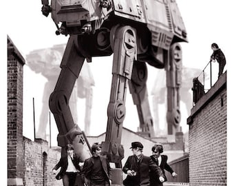 The Beatles Hard Days Night / Star Wars ATAT Mash Up Parody Art Print