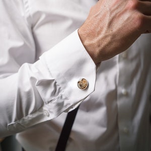 Brown trout cufflinks for a special occasion. Caught by a flyfisherman form a local river, recycled leather. image 1