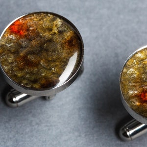 Brown trout cufflinks for a special occasion. Caught by a flyfisherman form a local river, recycled leather. image 9