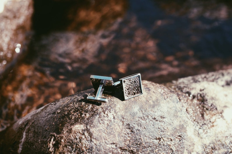 Cufflinks for groom Genuine fish leather image 2