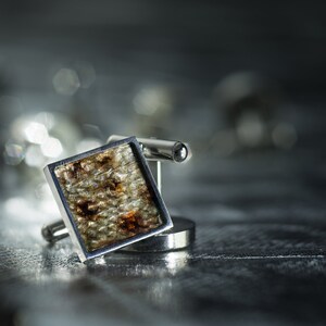 Cufflinks for groom Genuine fish leather image 7