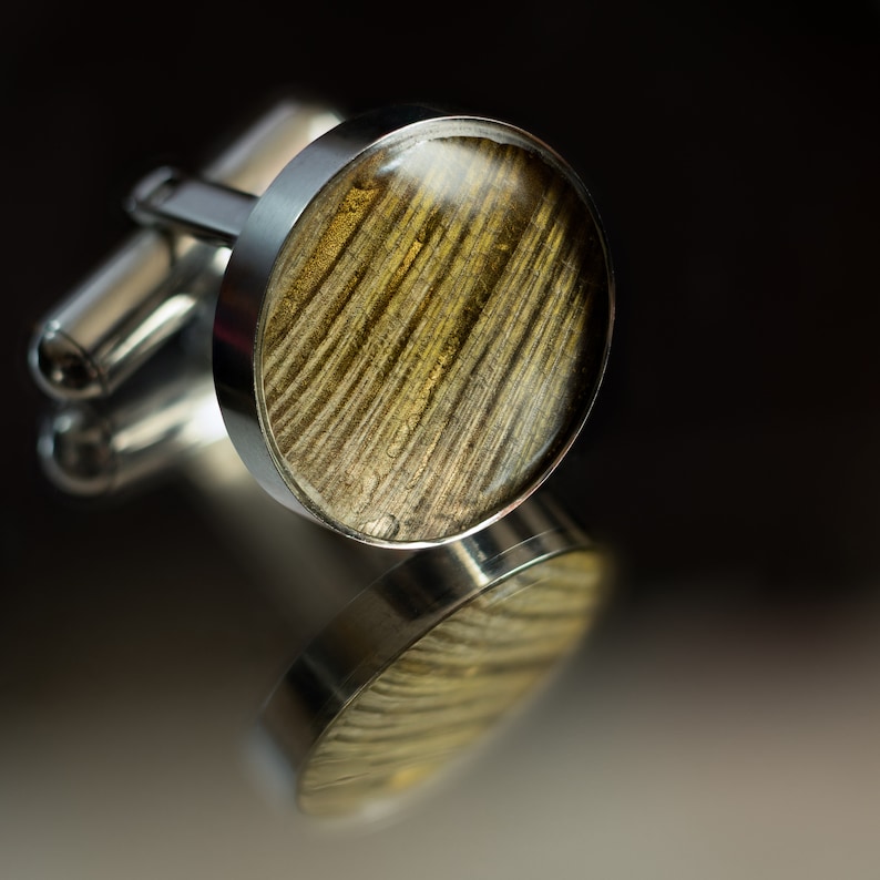 Yellow cufflinks for gift Stainless steel handmade cufflinks Real fish fin leather Hippie fish fin cufflinks