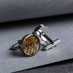 Brown trout cufflinks for a special occasion. Caught by a flyfisherman form a local river, recycled leather. image 5