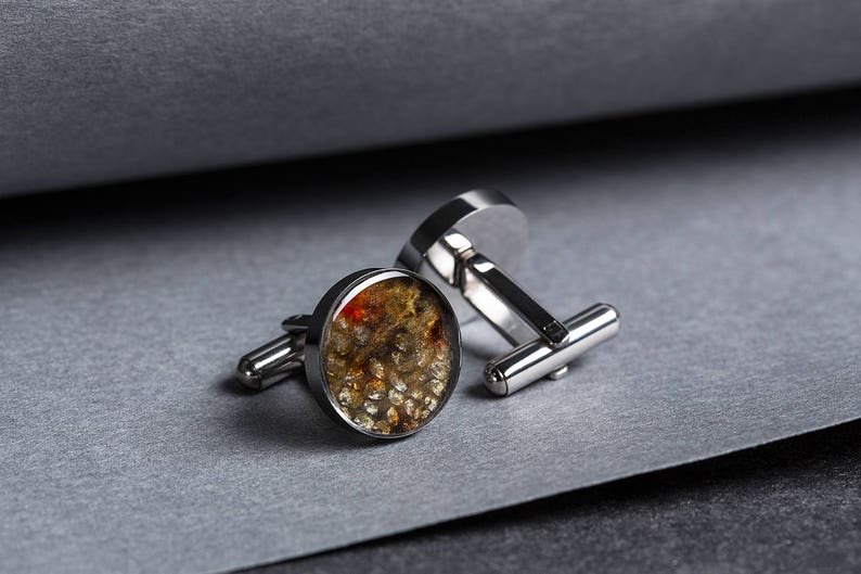 Brown trout cufflinks for a special occasion. Caught by a flyfisherman form a local river, recycled leather. image 5