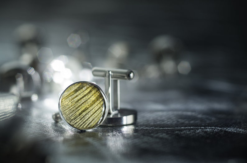 Yellow cufflinks for gift Stainless steel handmade cufflinks Real fish fin leather Hippie fish fin cufflinks