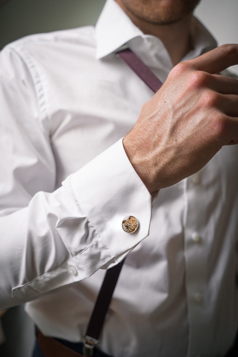 Brown trout cufflinks for a special occasion. Caught by a flyfisherman form a local river, recycled leather. image 1