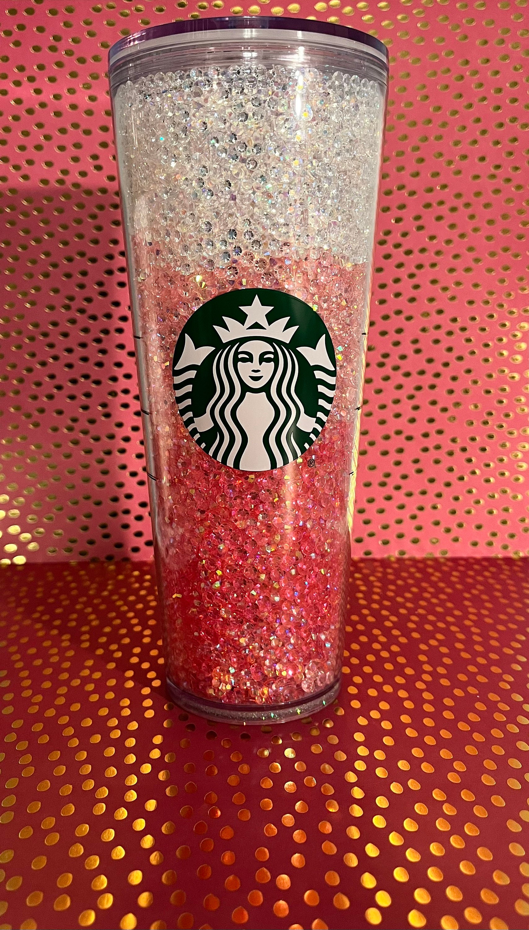 Starbucks Acrylic Tumbler with Red Diamond Cut Crystals