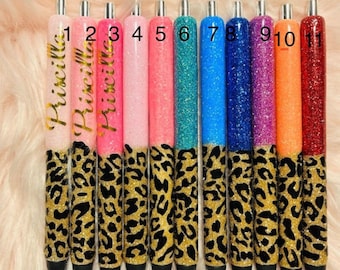 Leopard Print Glitter Pens