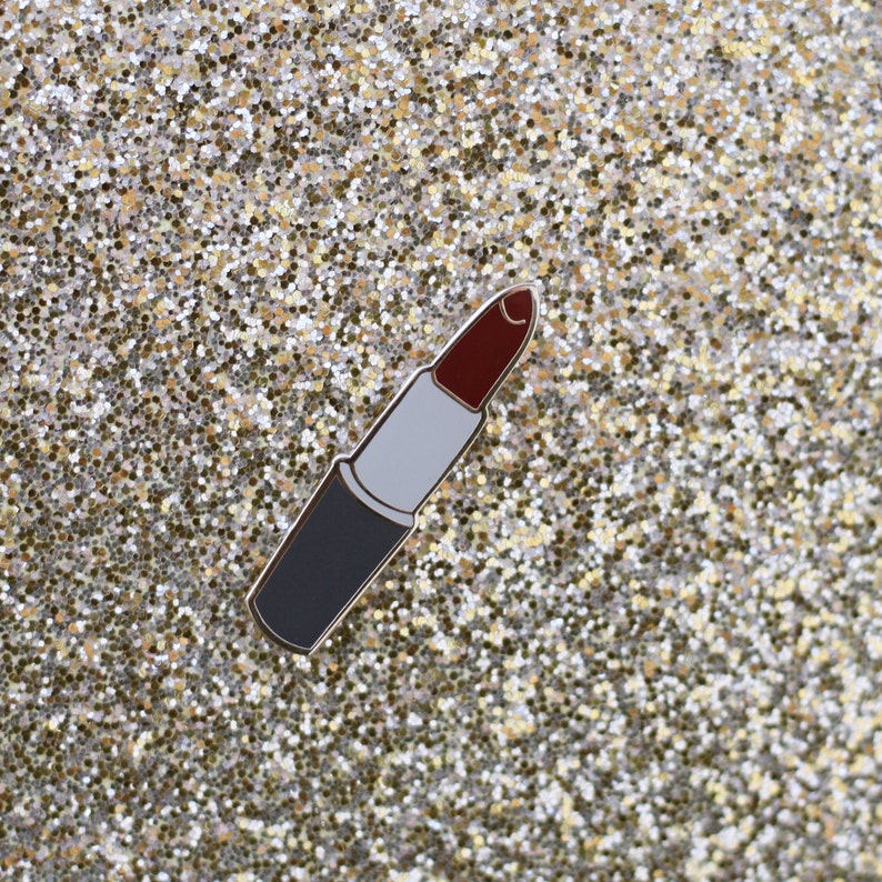 Red Lipstick Enamel Pin Etsy