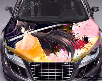 Anime Girl Gear Hood Full Color Graphic Wrap Decal Vinyl Sticker Fit any Car 242