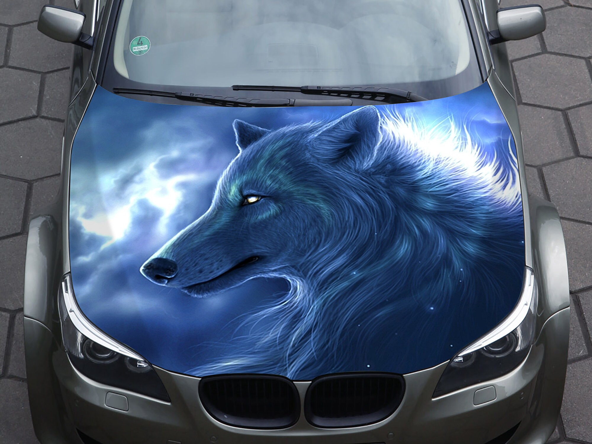 medium 11" car bonnet side sticker wolf face vinyl graphic decal wall art door 