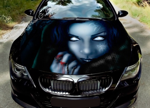 Eye Red Devil Car Hood Wrap Full Color Vinyl Sticker Decal Fit Any Car Eye Red Devil Car Hood Wrap Full Color Vinyl Sticker Decal Fit Any Car