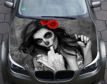Eye Red Devil Car Hood Wrap Full Color Vinyl Sticker Decal Fit Any Car Eye Red Devil Car Hood Wrap Full Color Vinyl Sticker Decal Fit Any Car