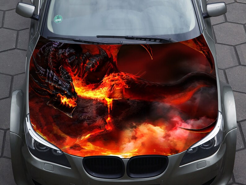 Car Hood Decal Vinyl Sticker Graphic Wrap Decal Fire Etsy