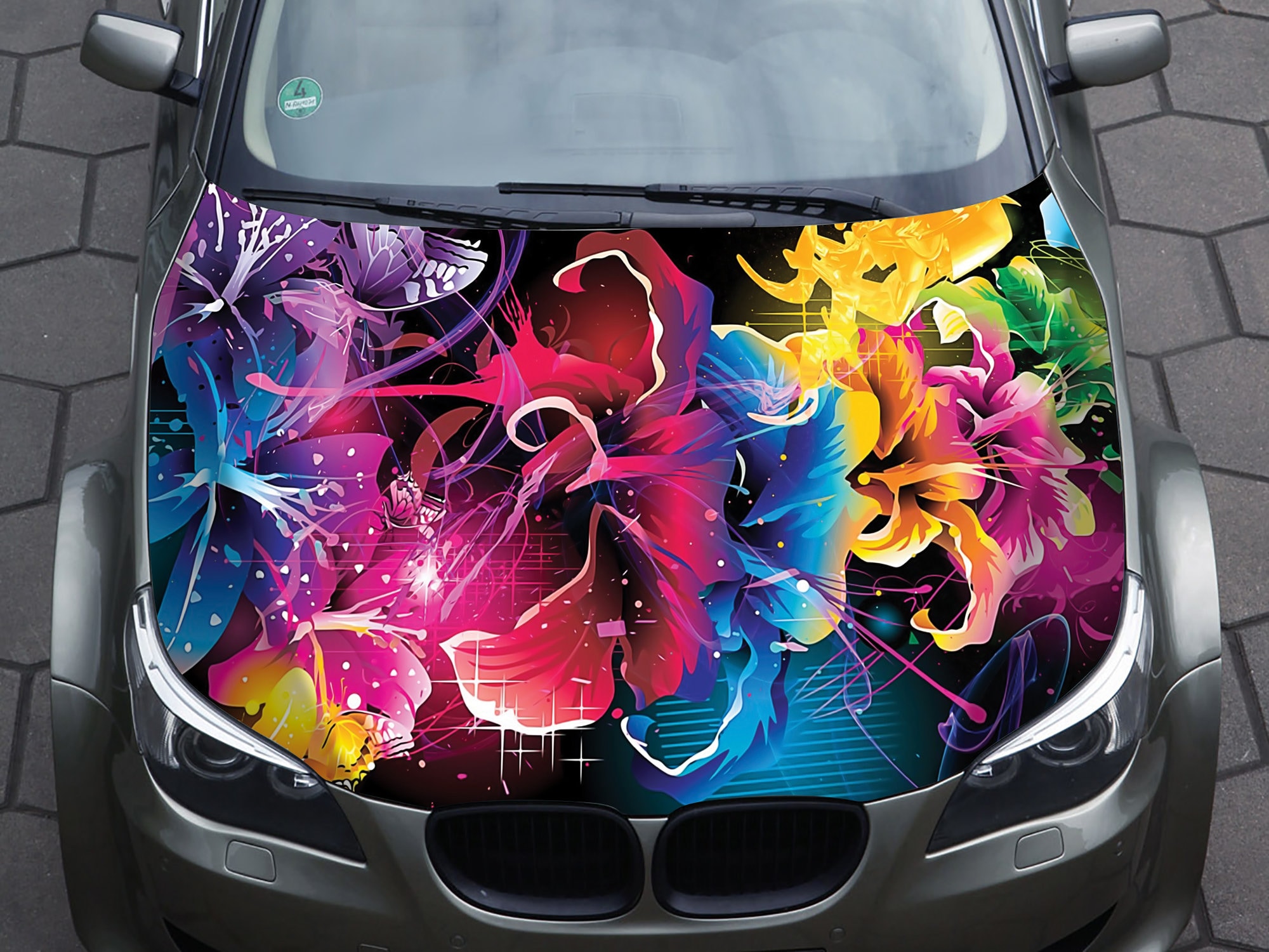 Car Hood Decal Vinyl Sticker Graphic Wrap Decal Flower Etsy Australia